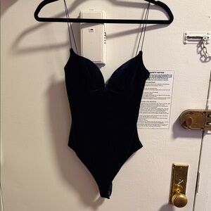 Elegant velvet navy blue Bodysuit